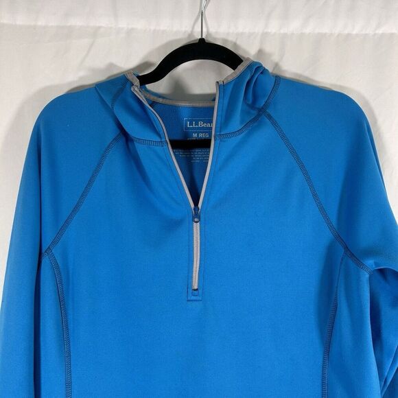 LL Bean Hoodie Women's Medium Blue 1/4 Zip Athletic Zip Pocket Athletic - Picture 2 of 11